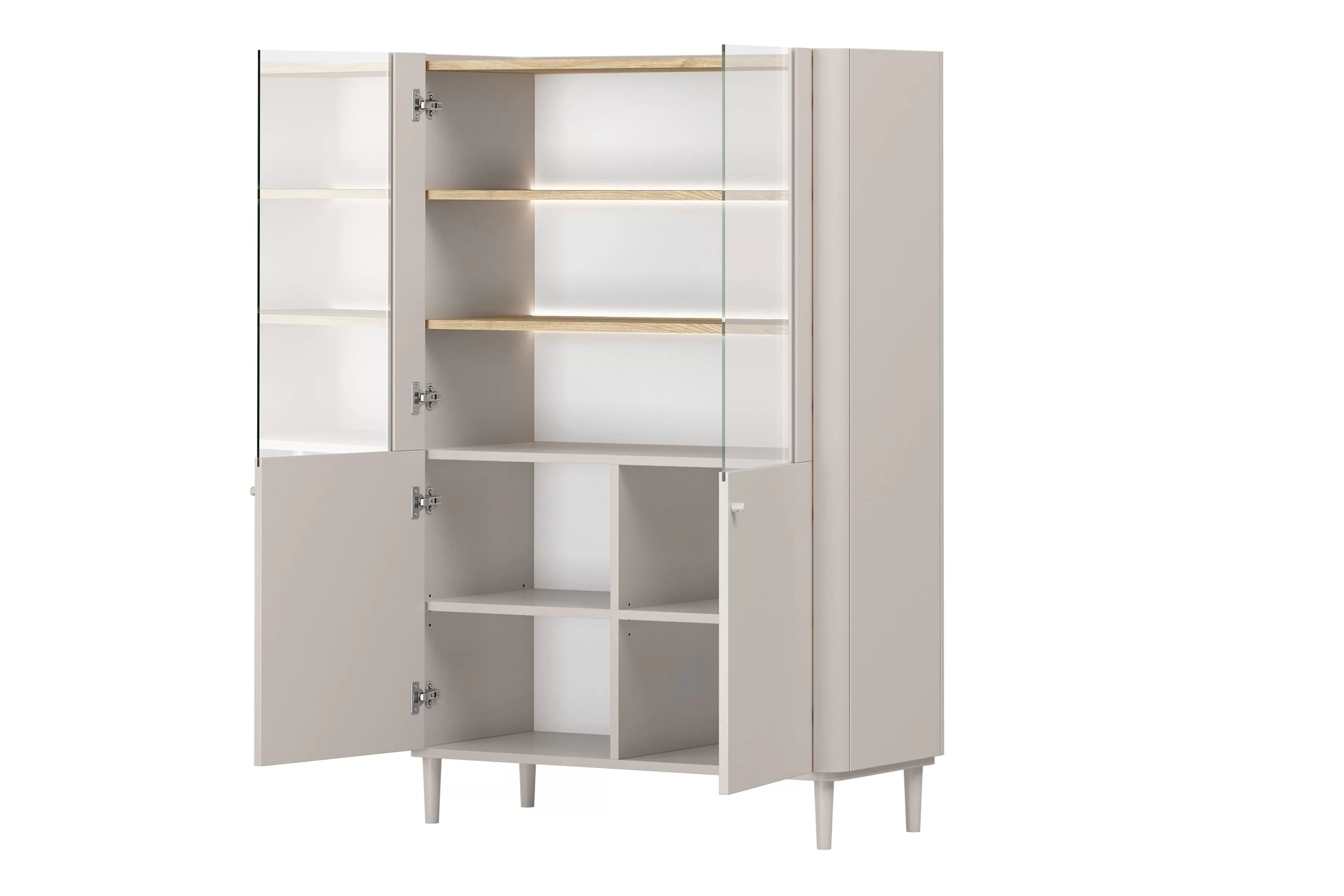 Vitrína Elivo 100 cm na nožičkách - kašmírová / dub olejovaný Vitrína Elivo 100 cm na nôžkach - kašmír / Dub olejowany