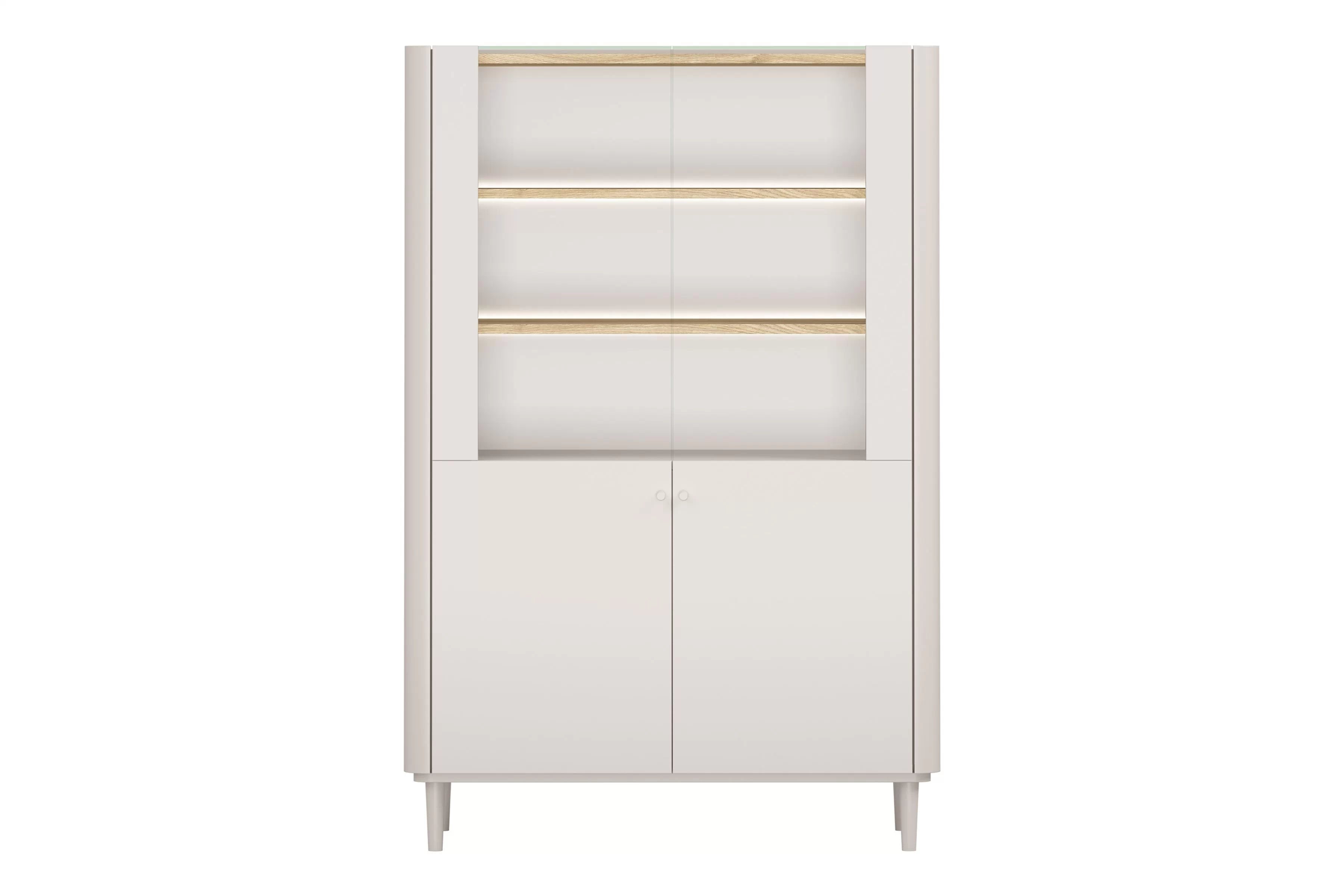 Vitrína Elivo 100 cm na nožičkách - kašmírová / dub olejovaný Vitrína Elivo 100 cm na nôžkach - kašmír / Dub olejowany
