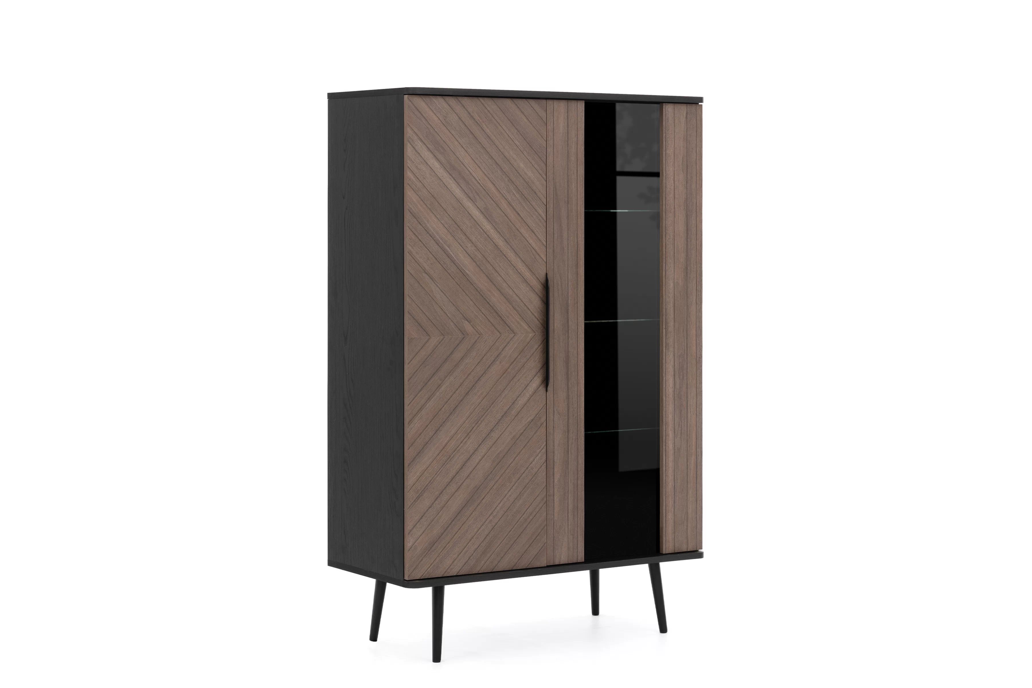 Vitrína Eterio 90 cm dvoudveřová se sklem - captains deck / černý grafit Vitrína Eterio 90 cm - captains deck / černá grafit