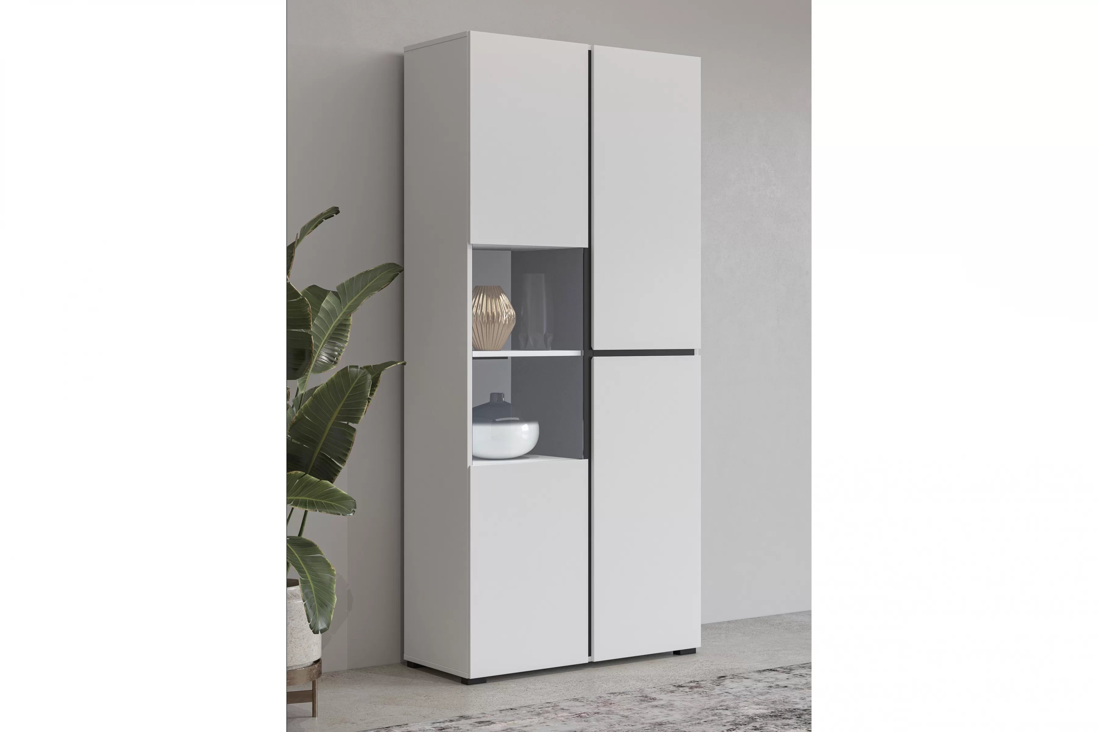 Vitrína Cross 79 cm – biela / čierna Vitrína Gramon 79 cm - biela / čierny