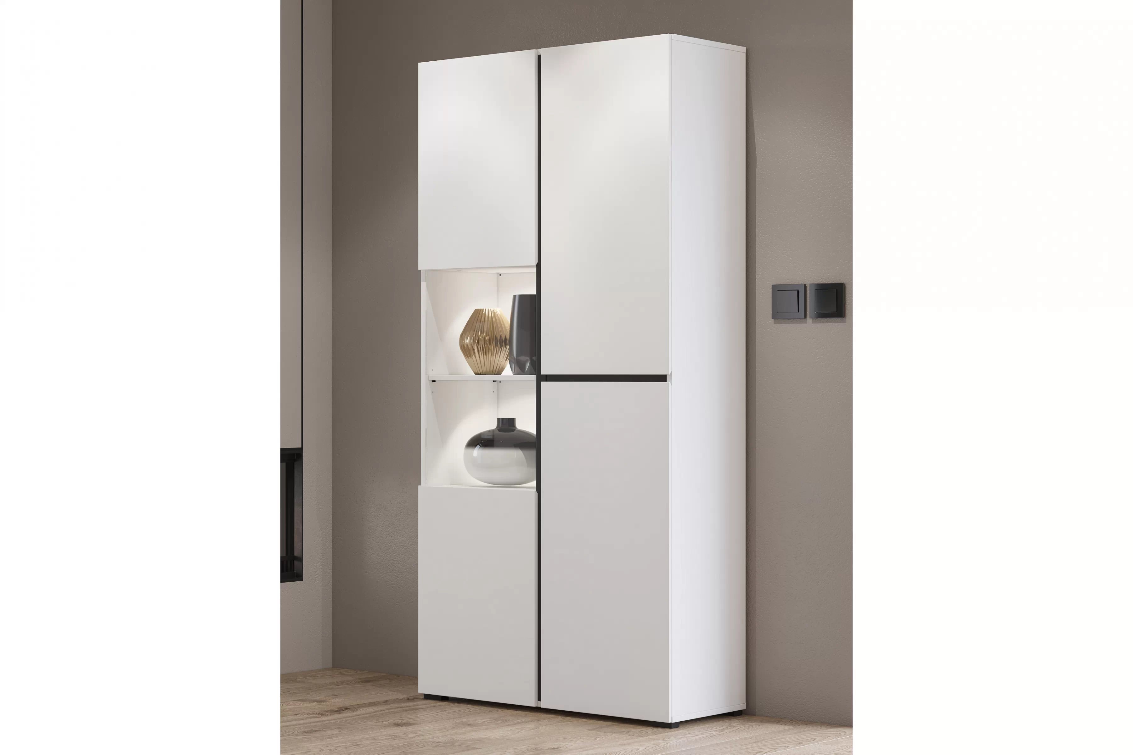 Vitrína Cross 79 cm – biela / čierna Vitrína Gramon 79 cm - biela / čierny