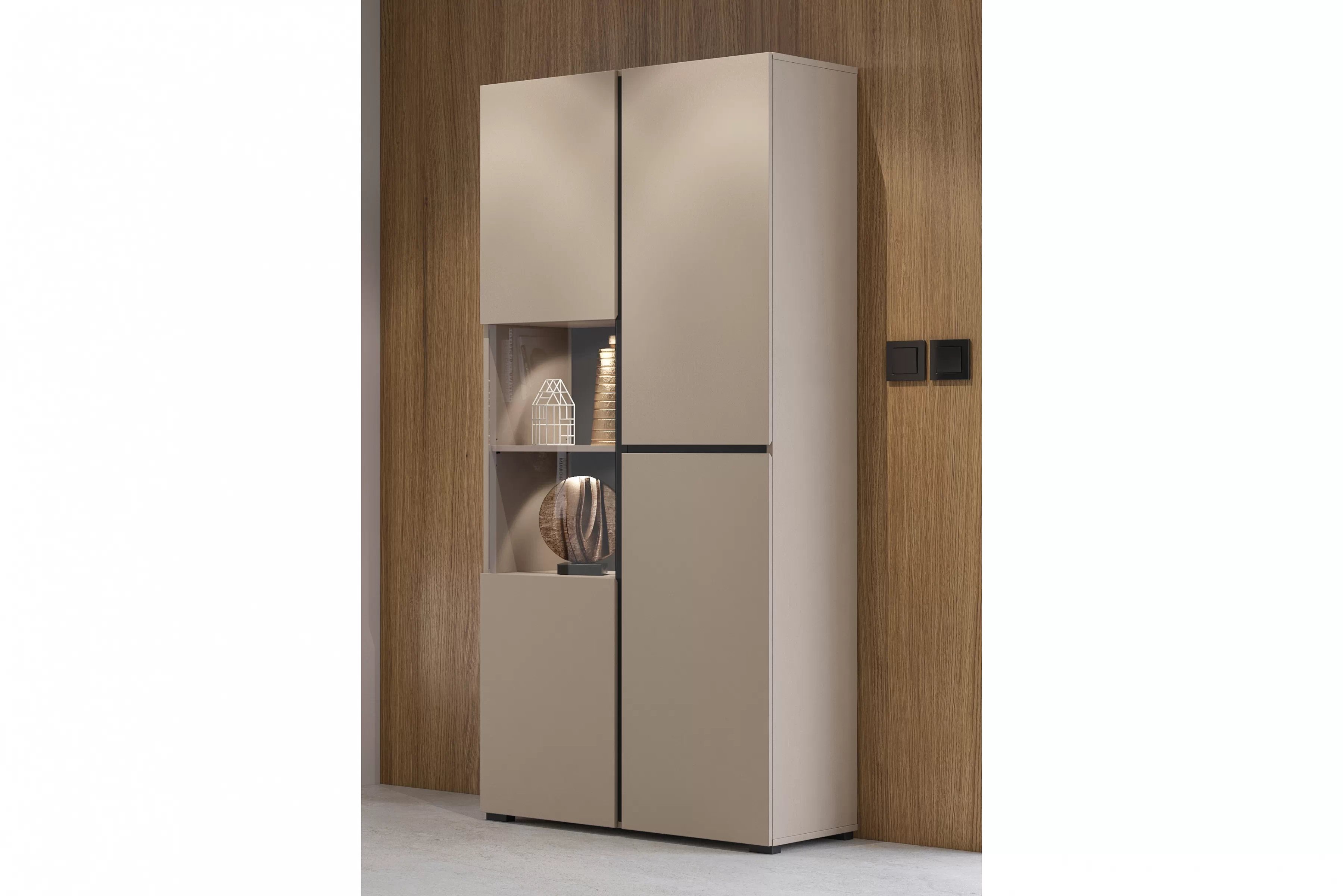 Vitrína Cross 79 cm – kašmírová / čierna Vitrína Gramon 79 cm - kašmír / Čierny