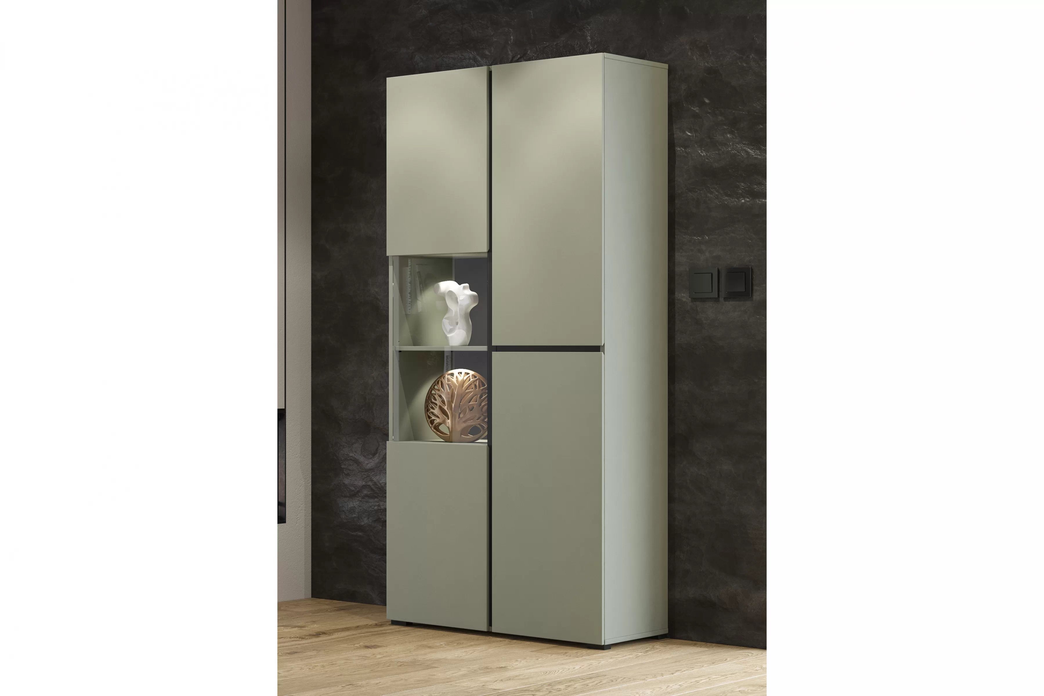 Vitrína Cross 79 cm – zelená / čierna Vitrína Gramon 79 cm - Zelený / Čierny