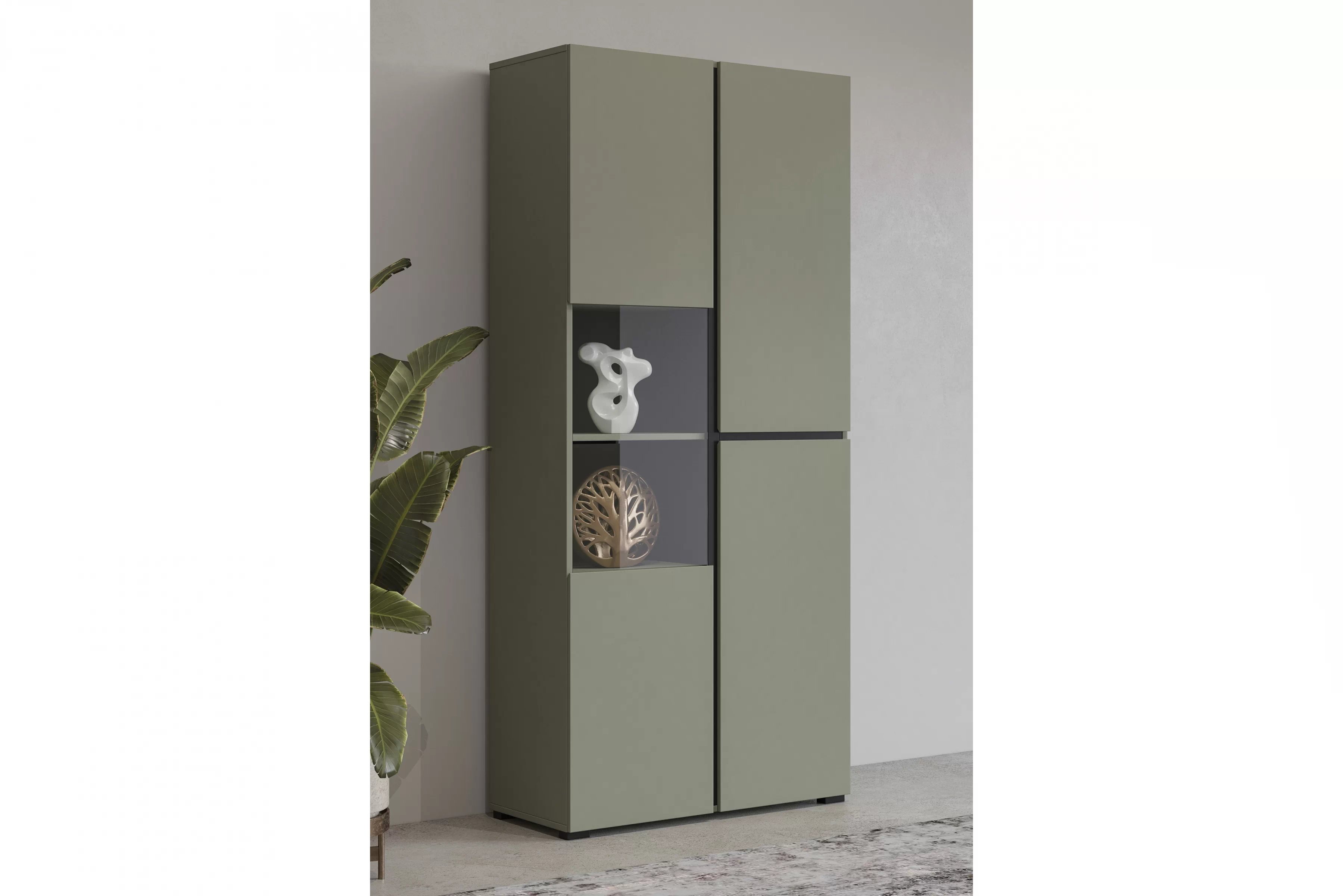 Vitrína Cross 79 cm – zelená / čierna Vitrína Gramon 79 cm - Zelený / Čierny