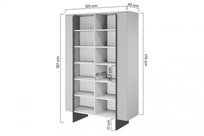 Vitrína Larena 120 cm - čierny betón / čierne nožičky Vitrína Larena z metalowymi nogami 120 cm - Čierny beton / čierny nozki