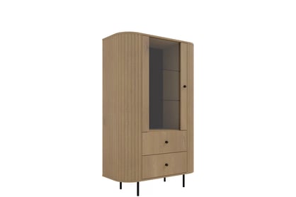 Moderní vitrína Lento 98 cm se zásuvkami - dub cremona