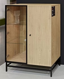 Vitrína Lorini pro obývacího pokoje 100 cm - dub cremona / černá uchwyt / Rošt - Výprodej z expozice
