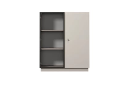 Vitrína Lorini 100 cm - kašmírová / černá úchytka Vitrína Lorini pro obývacího pokoje 100 cm - kašmír / černá uchwyt