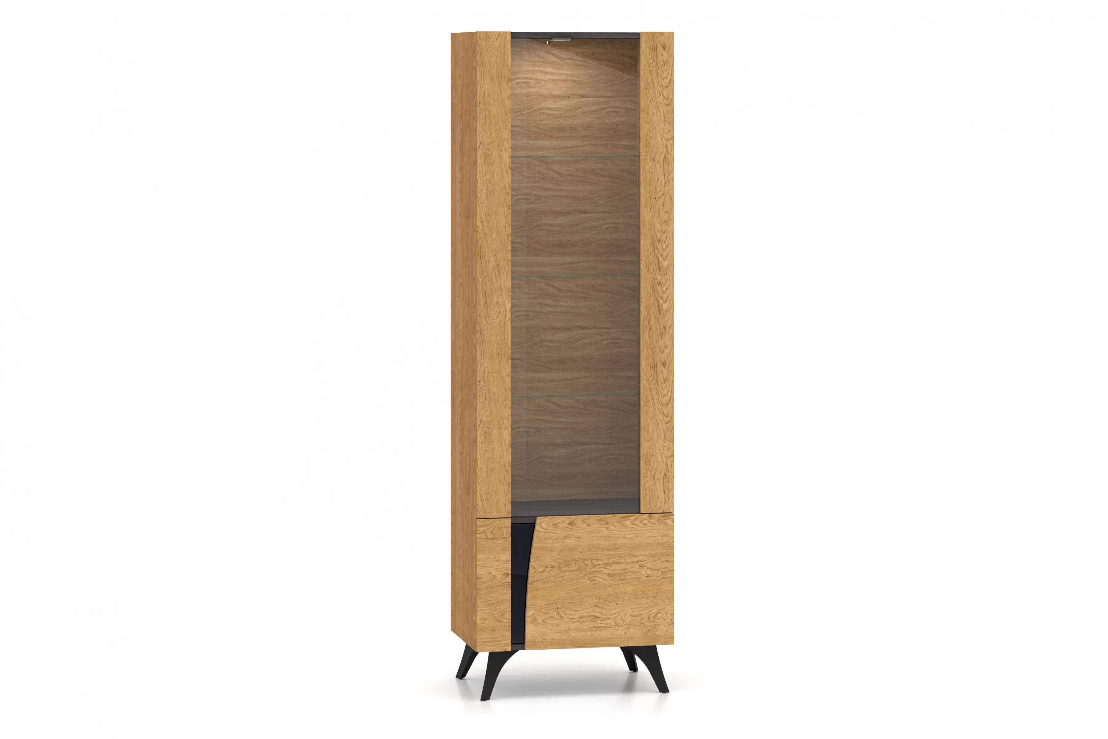 Vitrína Natina 02 pravá 58 cm - dub baltic dune Vitrína Natina 02 Pravostranná 58 cm - Dub baltic dune / Jaseň portland Čierny