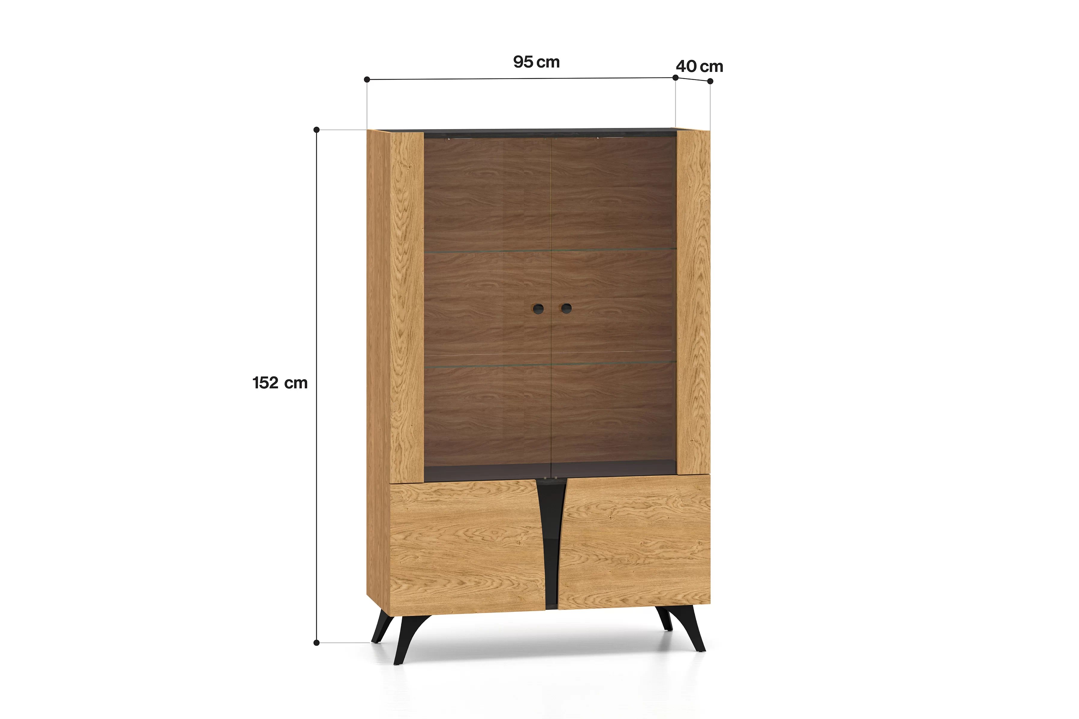 Vitrína Natina 03 - 95 cm - dub baltic dune / čierny jaseň portland Vitrína Natina 03 - 95 cm - Dub baltic dune / Jaseň portland Čierny