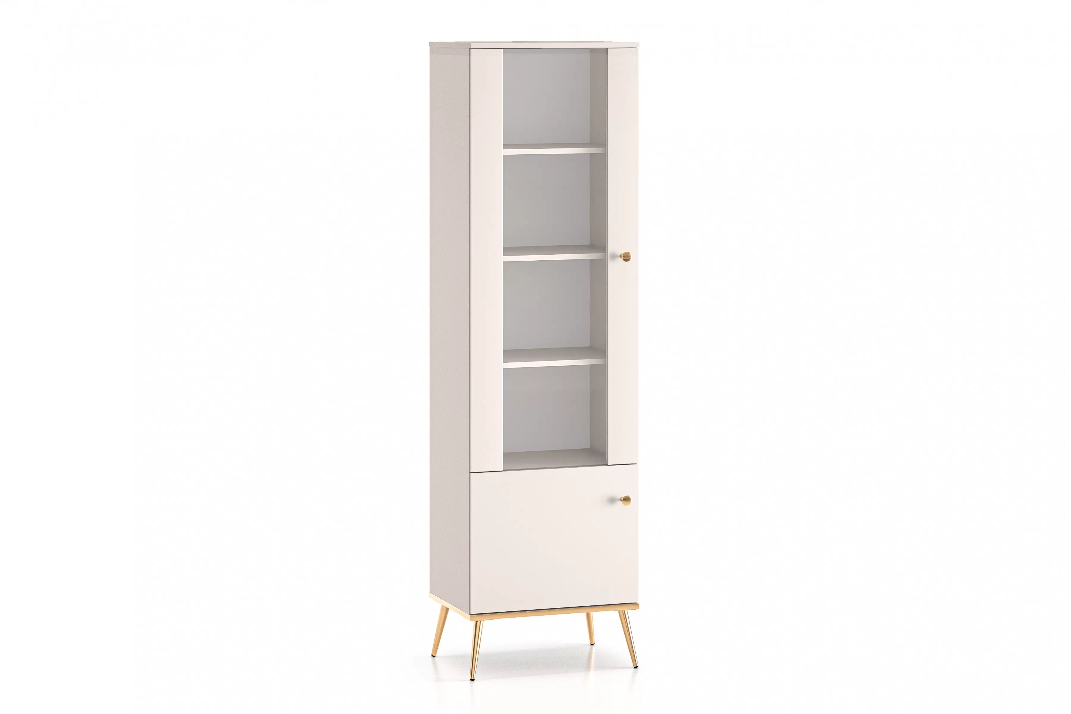Vitrína Narelli 01 55 cm - kašmír / zlaté nožičky Vitrína Nerelli 01 so zásuvkami 55 cm - kašmír / zlote nožičky