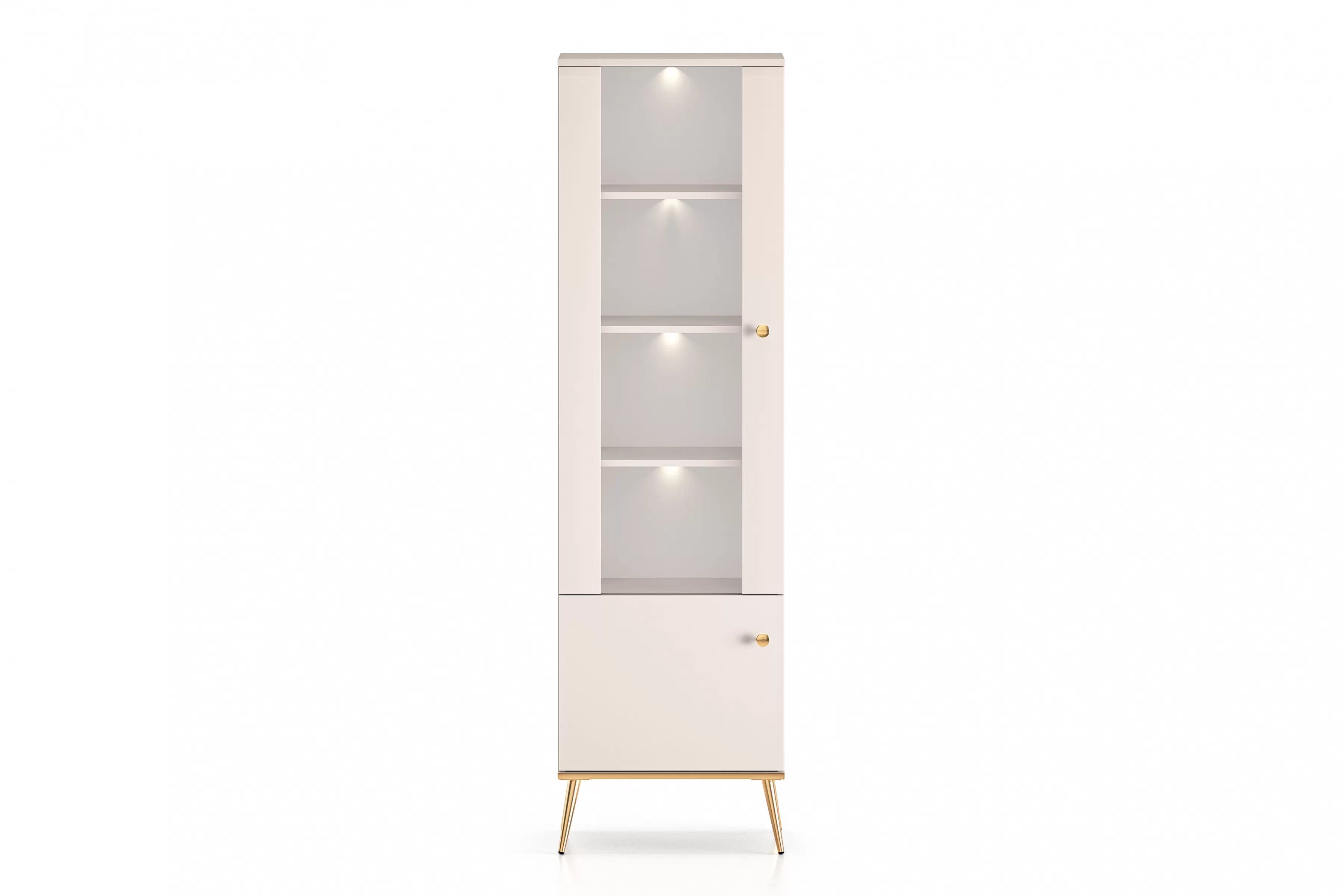 Vitrína Narelli 01 55 cm - kašmír / zlaté nožičky Vitrína Nerelli 01 so zásuvkami 55 cm - kašmír / zlote nožičky