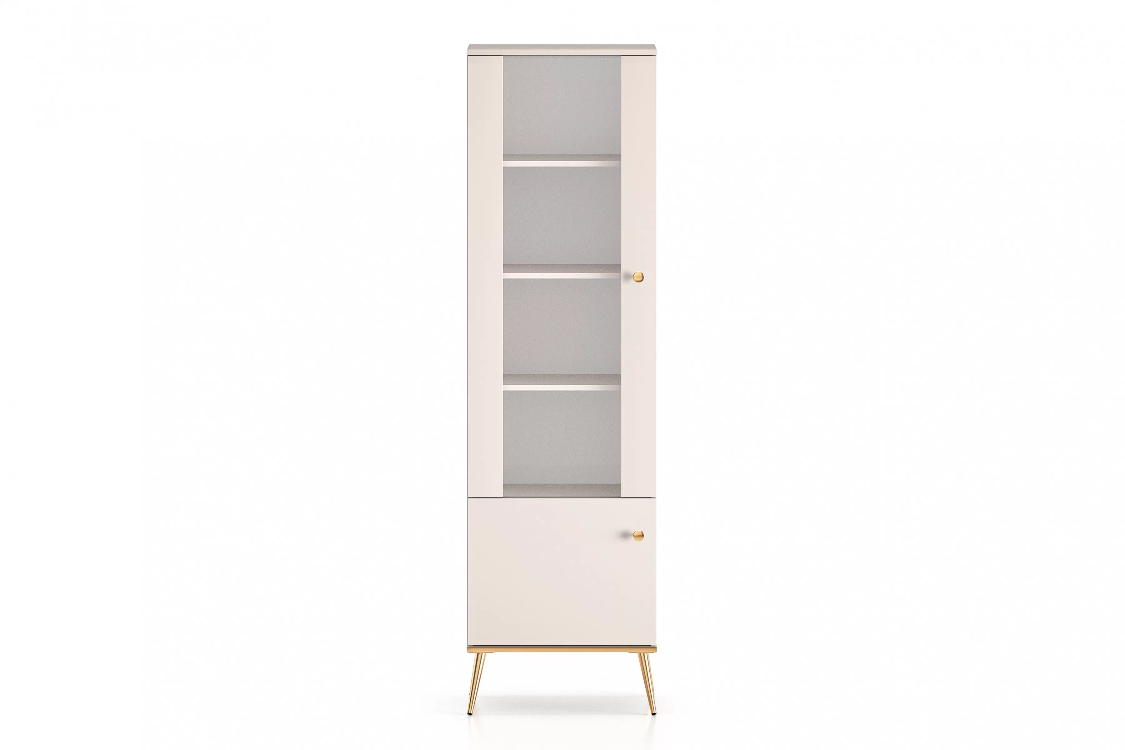 Vitrína Narelli 01 55 cm - kašmír / zlaté nožičky Vitrína Nerelli 01 so zásuvkami 55 cm - kašmír / zlote nožičky