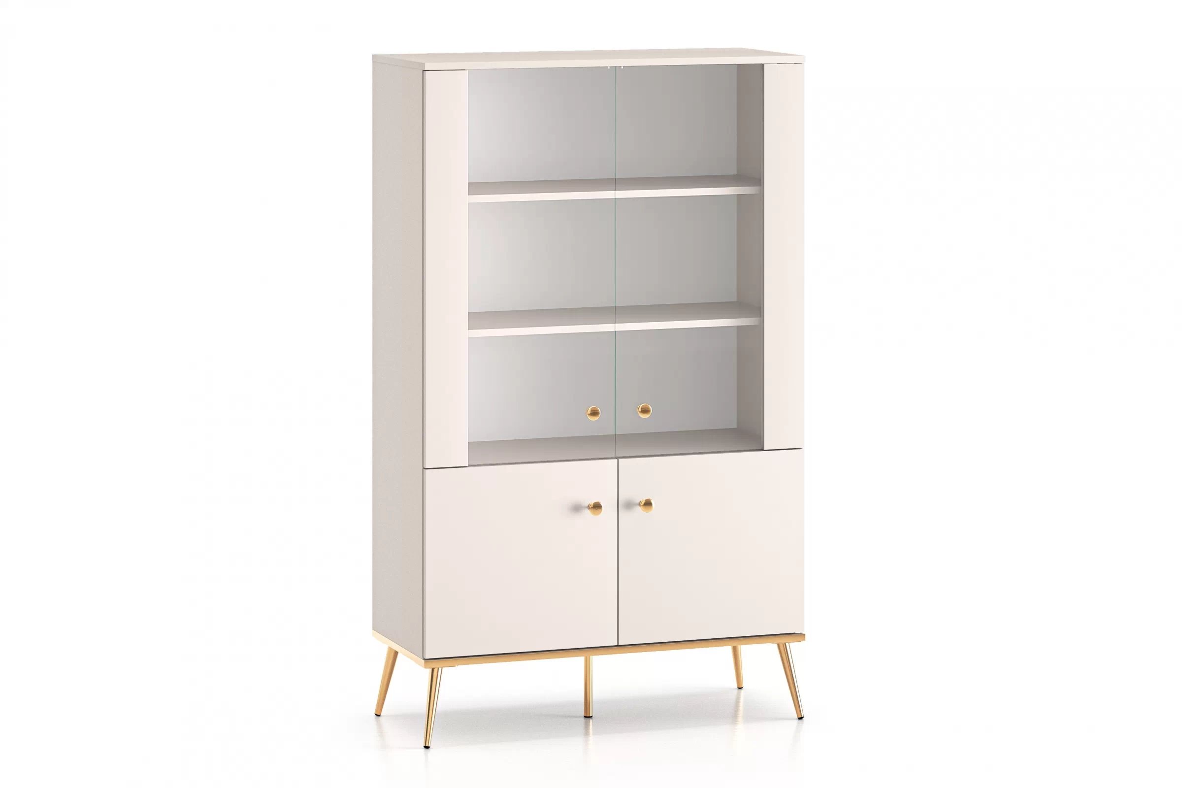 Vitrína Narelli 92 cm - kašmírová / zlaté nohy Vitrína Nerelli 02 - 92 cm - kašmír / zlaté Nohy