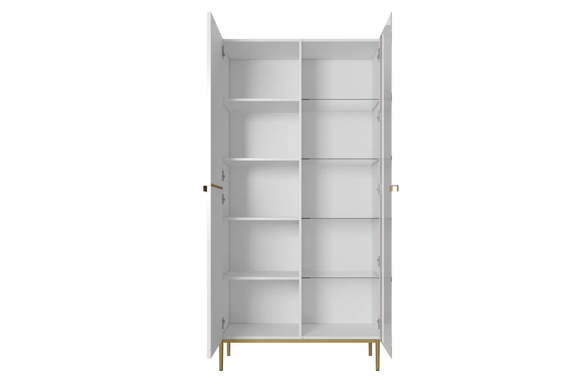 Vitrína Nicole 100 cm - bílý mat / zlaté nožky Vitrína Nicole na kovových nohách 100 cm - bílý mat / zlaté nozki