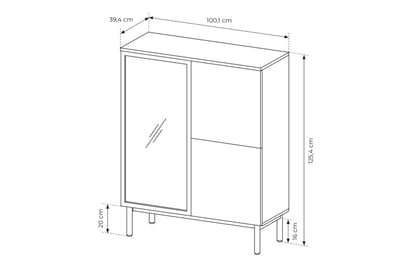 Nízká vitrína Noro 100 cm s LED osvětlením - dub evoke / černá Vitrína nízká Noro 100 cm s osvětlením LED - dub evoke / černá