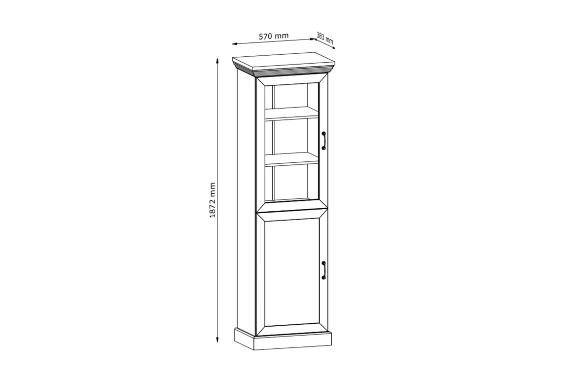 Vitrína Royal W1D - Borovica Nordic/Divoký dub Vitrína Royal jednodverová 57 cm - Borovica Nordic/Divoký dub