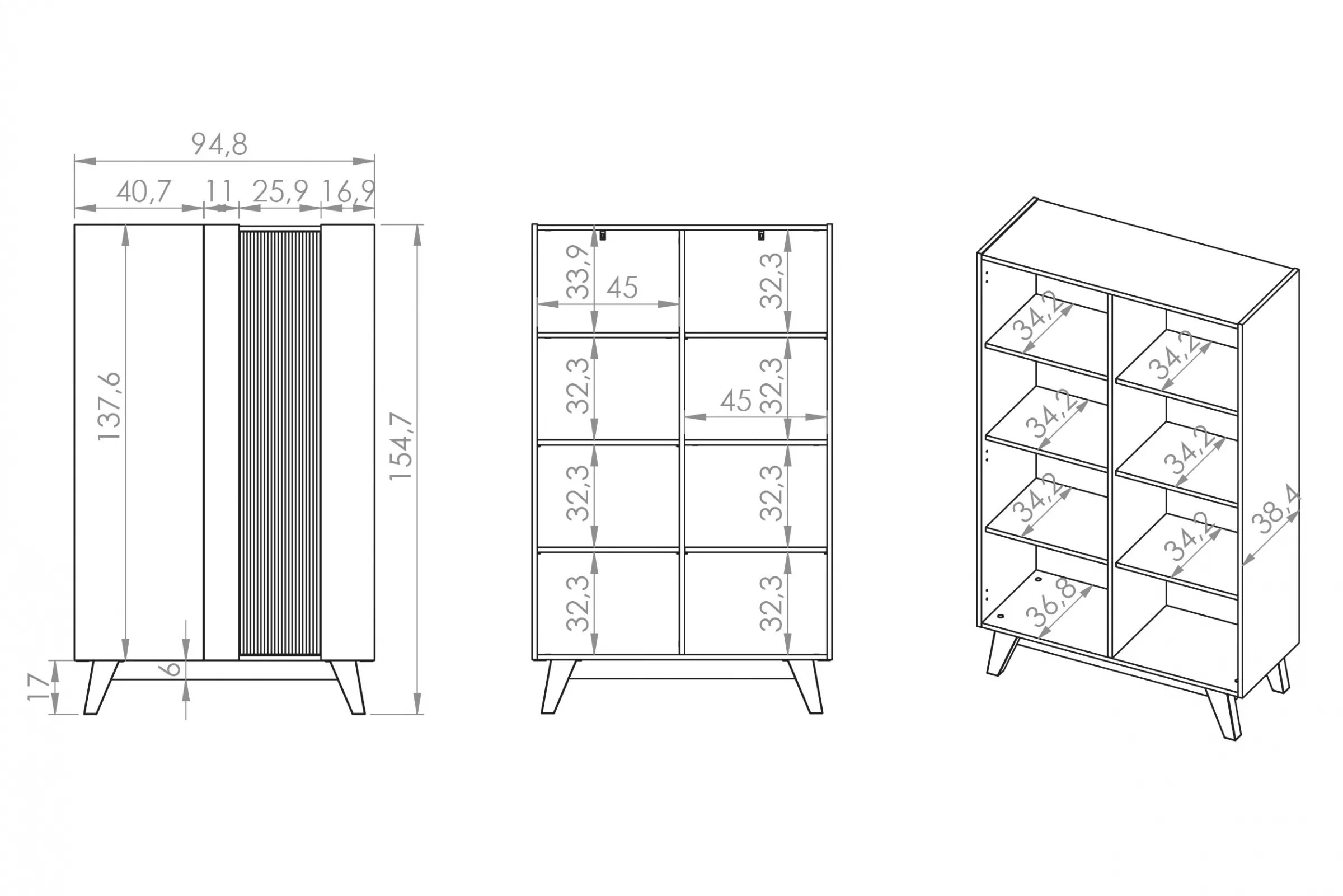Vitrína Salio 95 cm - kašmír / černý Vitrína Salio 95 cm - kašmír / černá