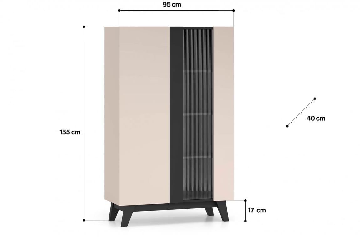 Salio vitrin 95 cm - kasmír / fekete Witryna Salio 95 cm - kasmír / fekete