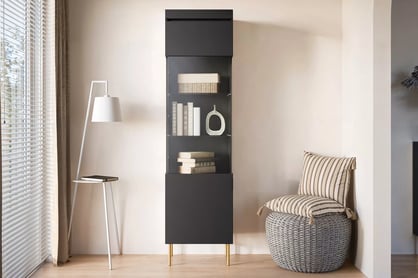 Vitrină Sentia 1D 50 cm pentru camera de zi - negru / auriu Witryna Sentia 1D pentru camera de zi - negru / auriu