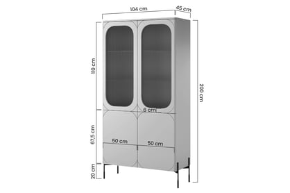 Vitrína Sonatia 100 cm - kašmírová Vitrína Sonatia do obývacej izby 100 cm - kašmír