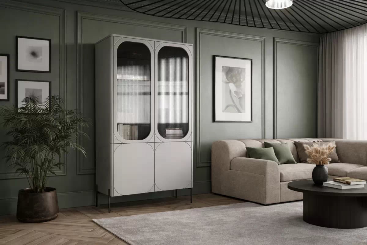 Vitrína Sonatia 100 cm - kašmír Vitrína Sonatia pro obývacího pokoje 100 cm - kašmír