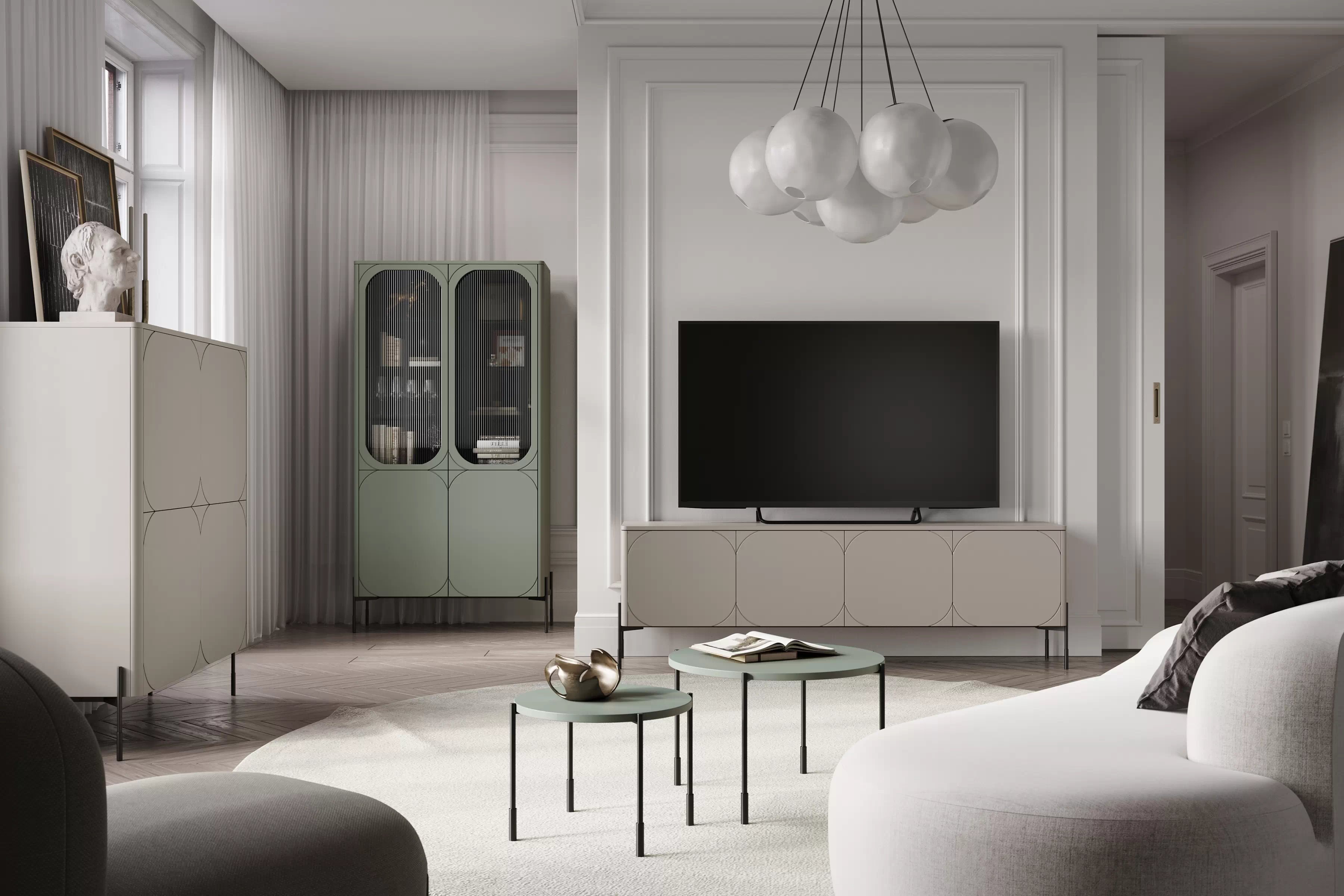 Vitrína Sonatia 100 cm - olivová Vitrína Sonatia do obývacího pokoje 100 cm - olivová