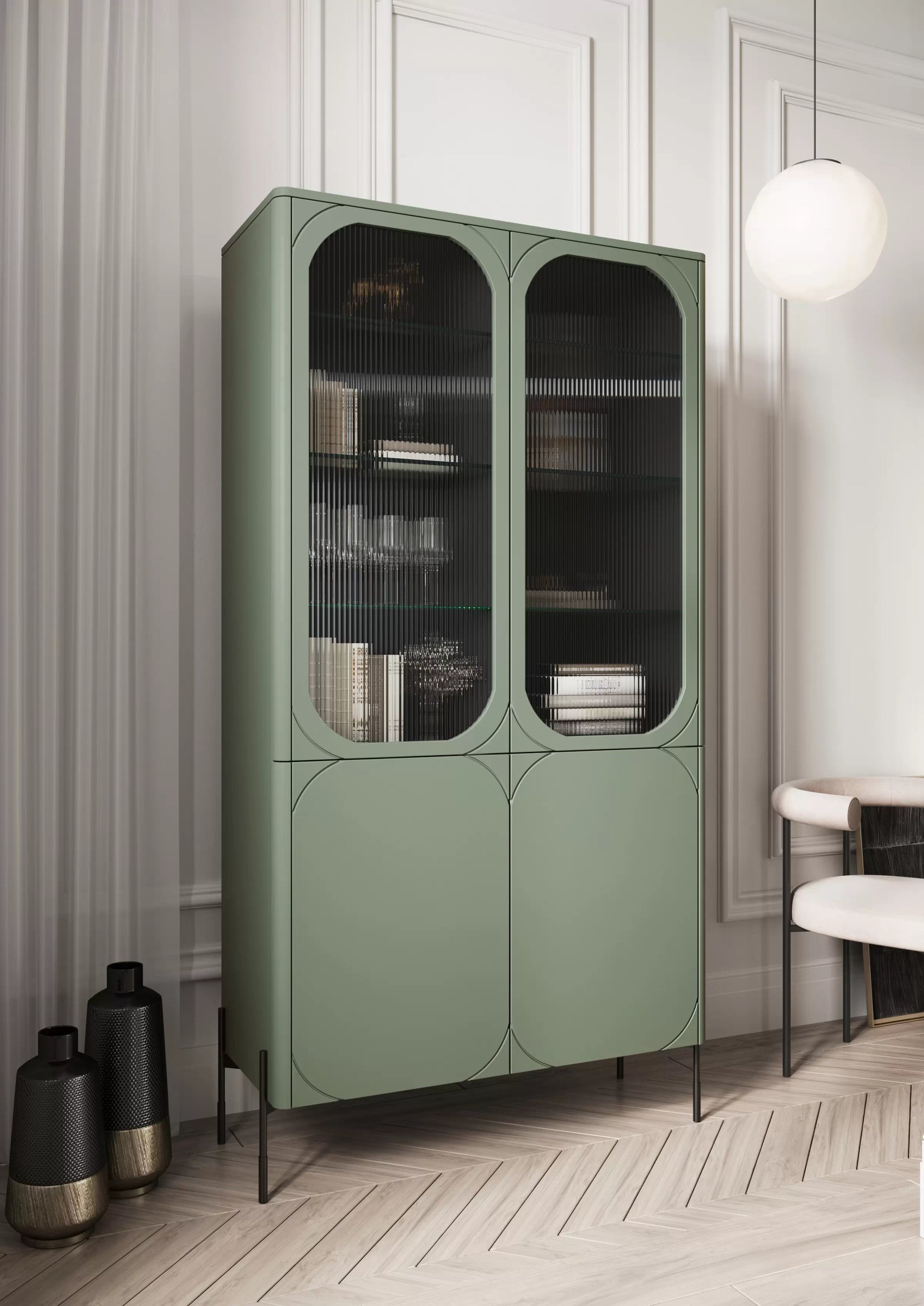 Vitrína Sonatia 100 cm - olivová Vitrína Sonatia do obývacího pokoje 100 cm - olivová