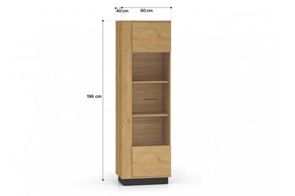 Stivio vitrines szekrény 60 cm - stílusos tölgy / fekete Witryna Stivio 60 cm - dab Elegáns / fekete