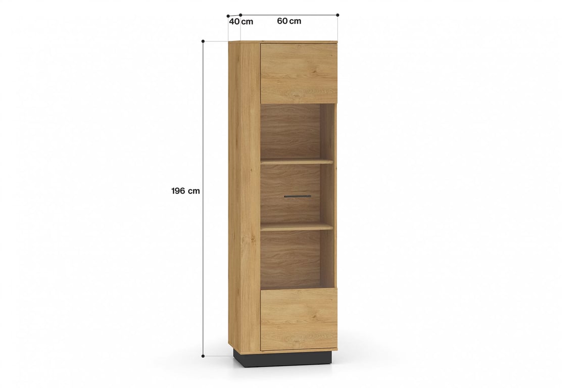 Stivio vitrines szekrény 60 cm - stílusos tölgy / fekete Witryna Stivio 60 cm - dab Elegáns / fekete