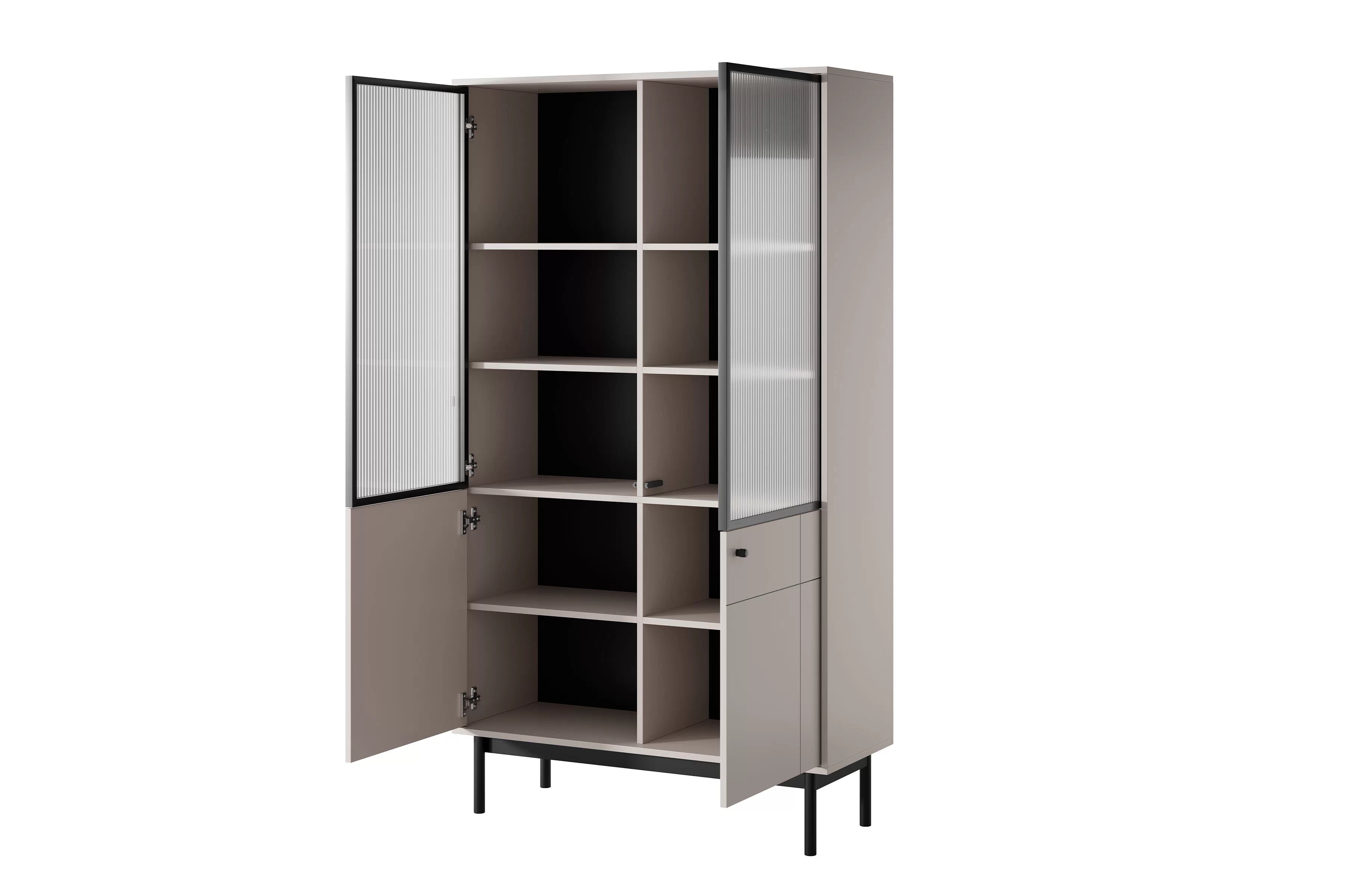 Stojaca vitrína Jolinio 104 cm - kašmír / čierne nohy Vitrína stojaca Jolinio 104 cm - kašmír / čierny nožičky