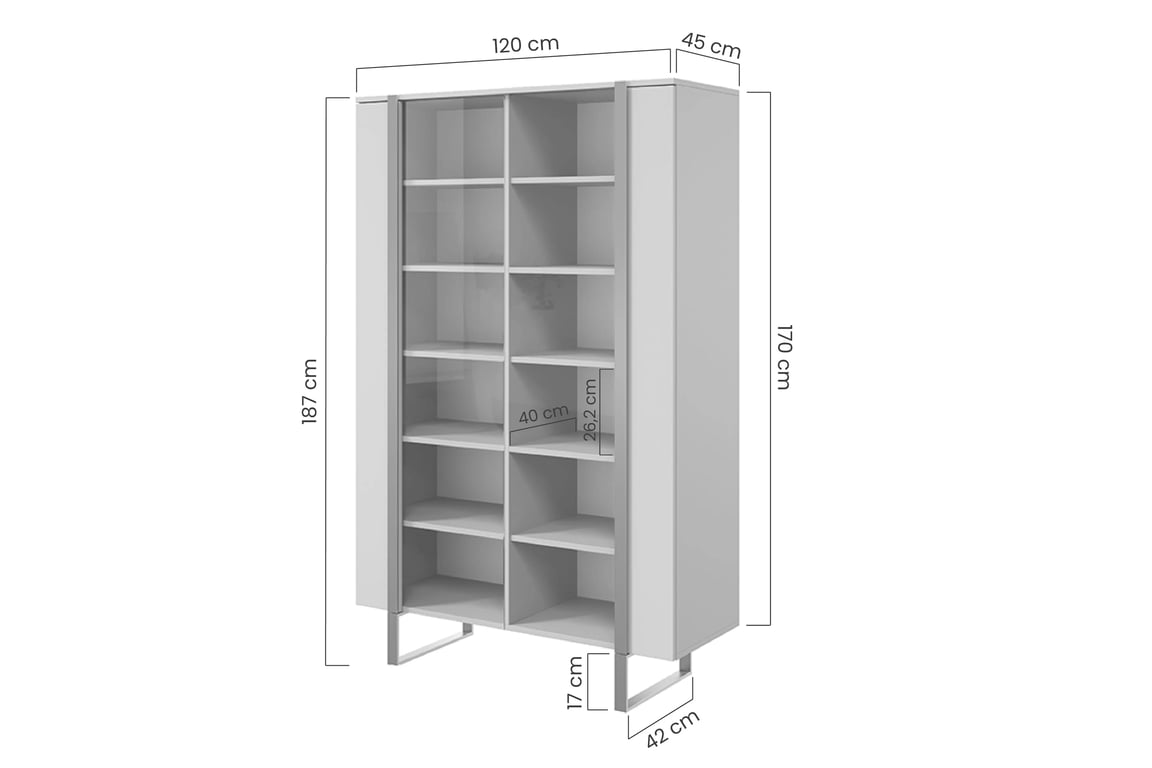 Vitrína Verica 120 cm - černý beton / zlaté nožky Vitrína Verica 120 cm z metalowymi nogami - černá beton / zlaté nozki