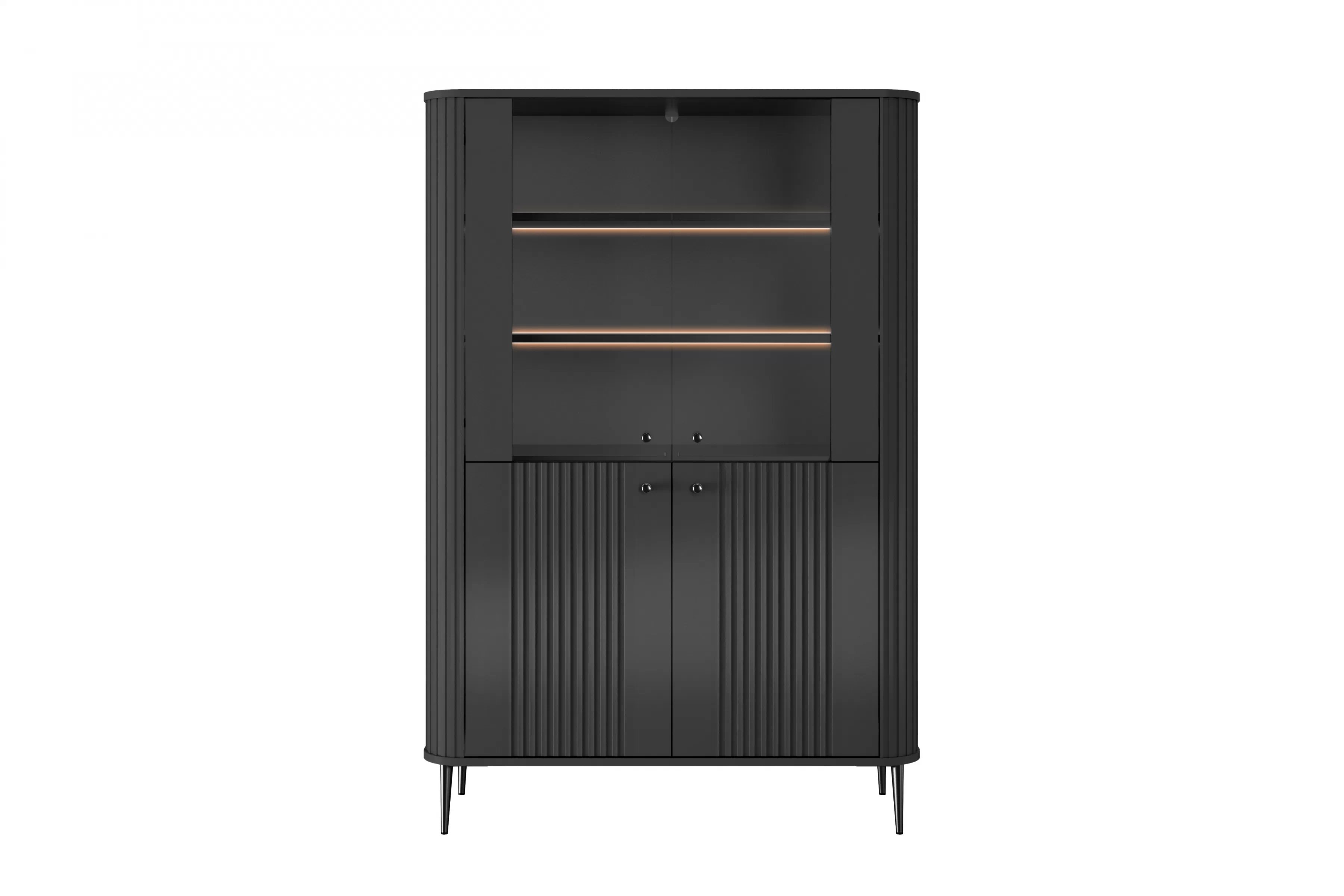 Vitrína Vesper 103 cm - čierna / čierne nožičky Vitrína Vesper do obývacej izby - Čierny / čierny nožičky