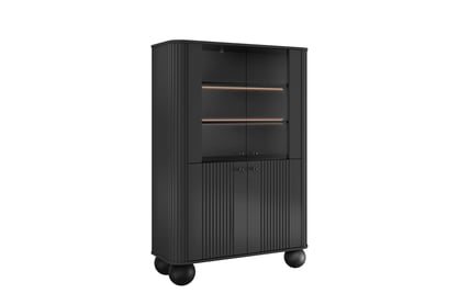 Vitrína Vesper 103 cm - čierna / čierne úchytky / guľové nožičky