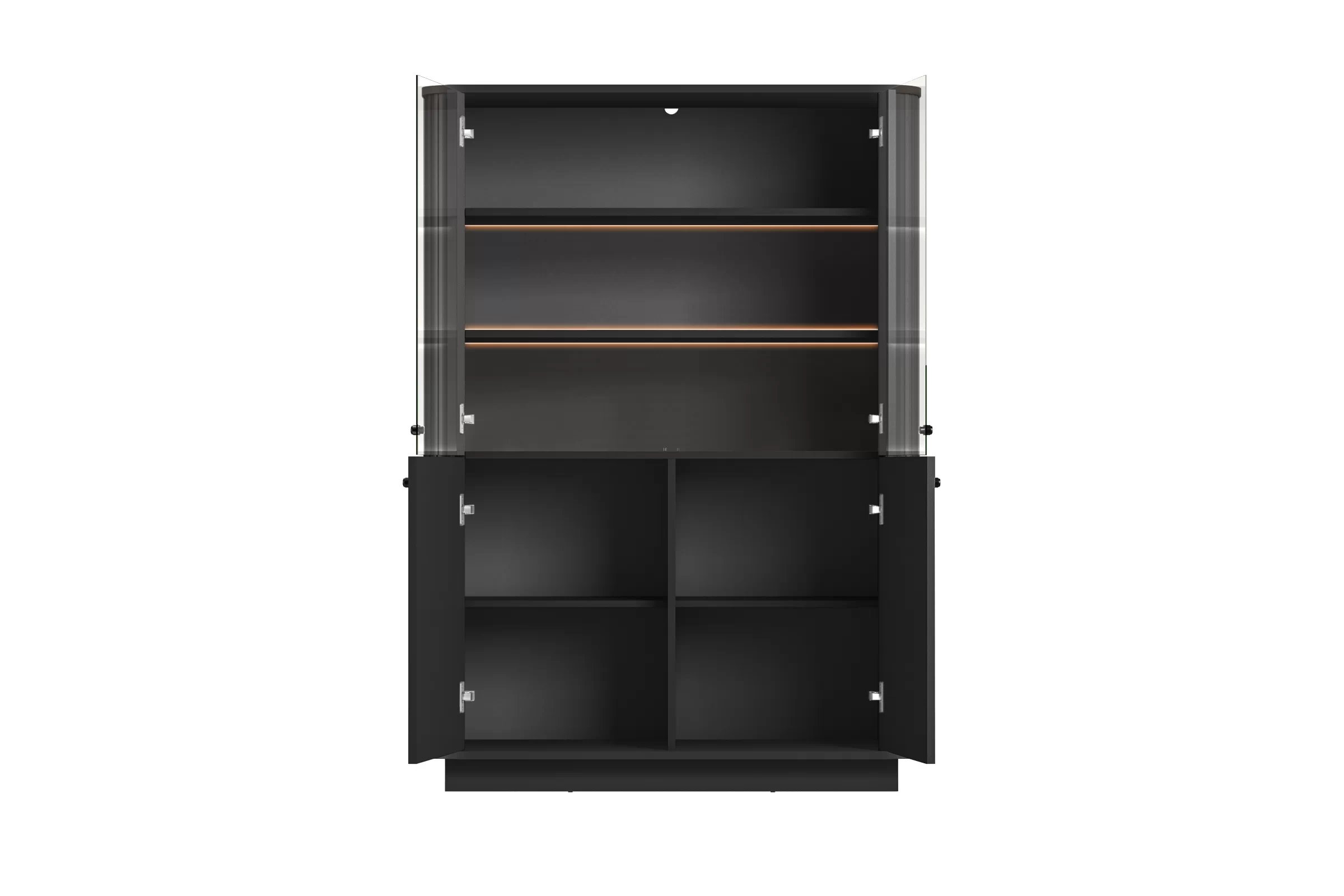 Vitrína Vesper 103 cm - černá / černé úchytky Vitrína Vesper pro obývacího pokoje - černá / černá Úchytky