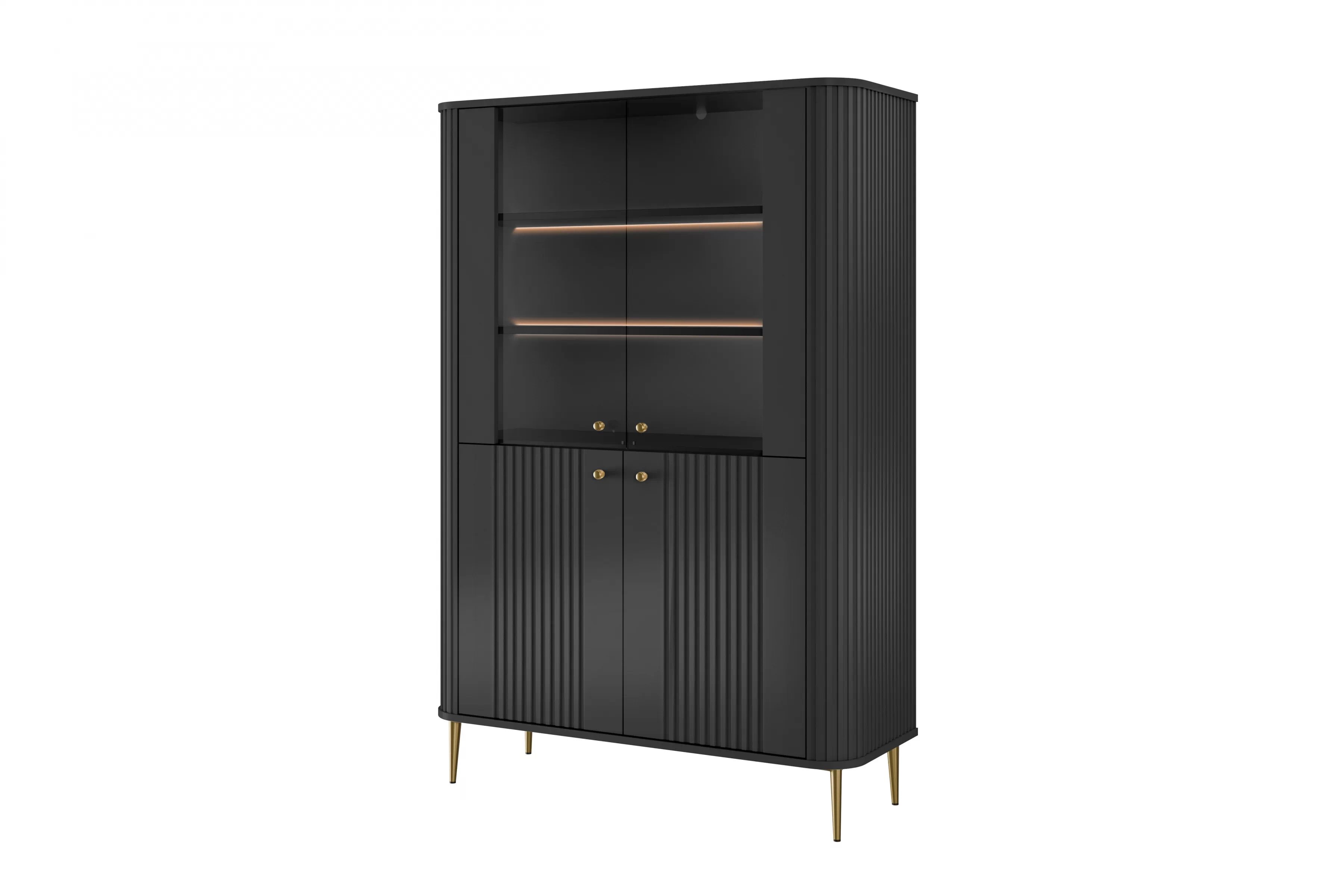 Vitrína Vesper 103 cm - černá / zlaté nohy Vitrína Vesper pro obývacího pokoje - černá / zlote Nohy