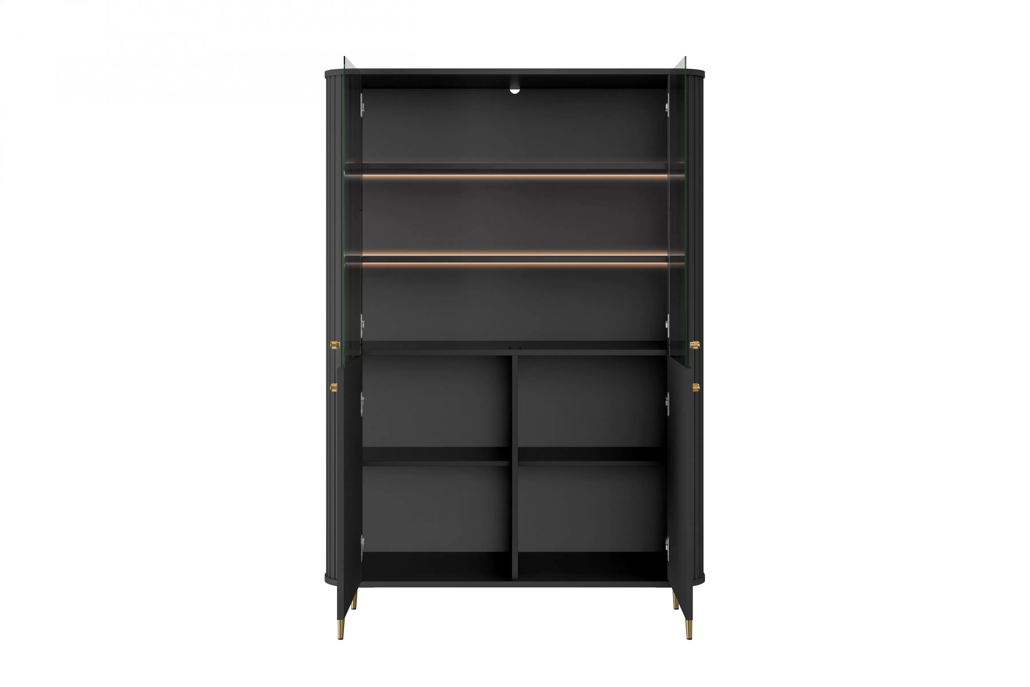 Vitrína Vesper 103 cm - černá / zlaté nohy Vitrína Vesper pro obývacího pokoje - černá / zlote Nohy