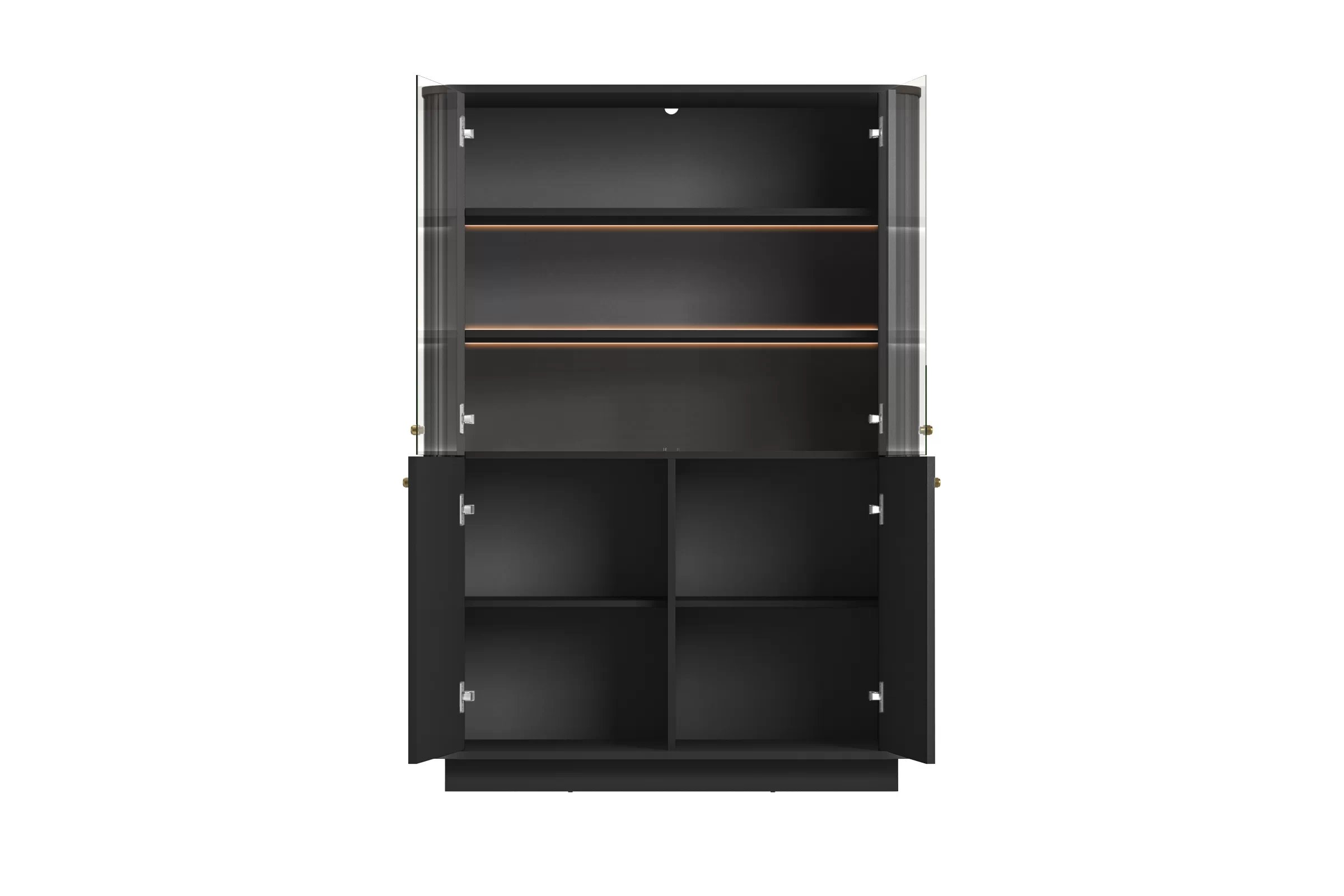 Vitrína Vesper 103 cm - černá / zlaté úchytky Vitrína Vesper pro obývacího pokoje - černá / zlote Úchytky
