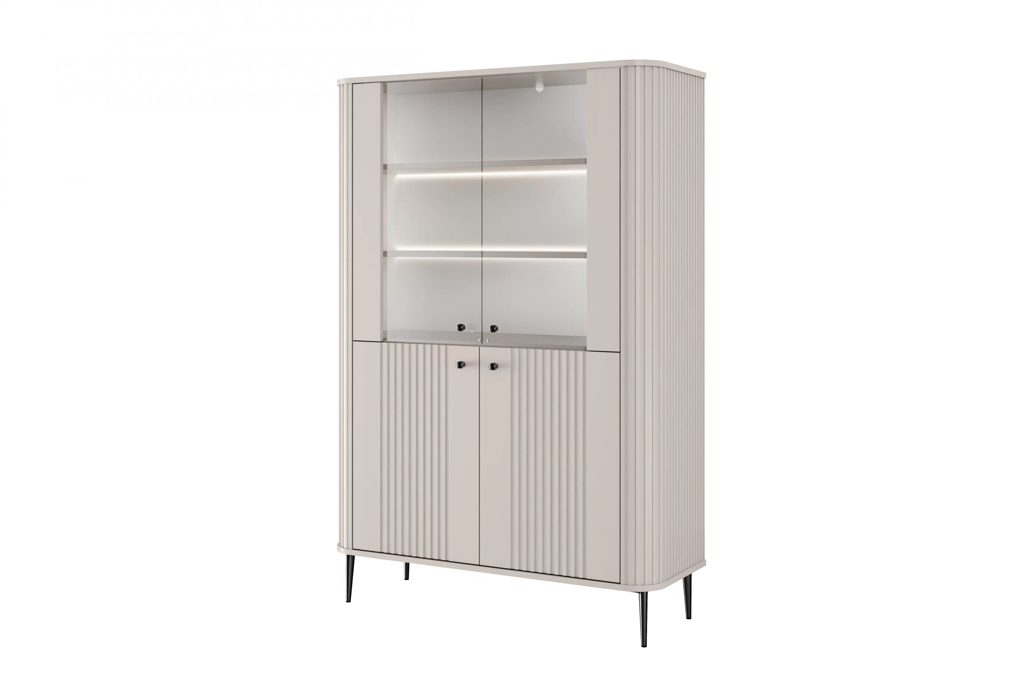 Vitrína Vesper 103 cm - kašmír / černé nohy Vitrína Vesper pro obývacího pokoje - kašmír / černé nožičky