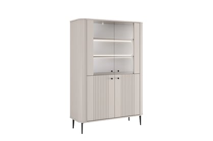 Vitrína Vesper 103 cm - kašmírová / čierne nožičky