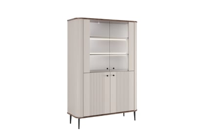 Vitrína Vesper 103 cm - kašmír / ořech / černé nohy