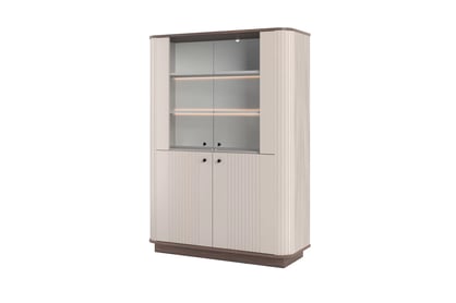 Vitrína Vesper 60 cm - kašmírová / orech / čierne úchytky