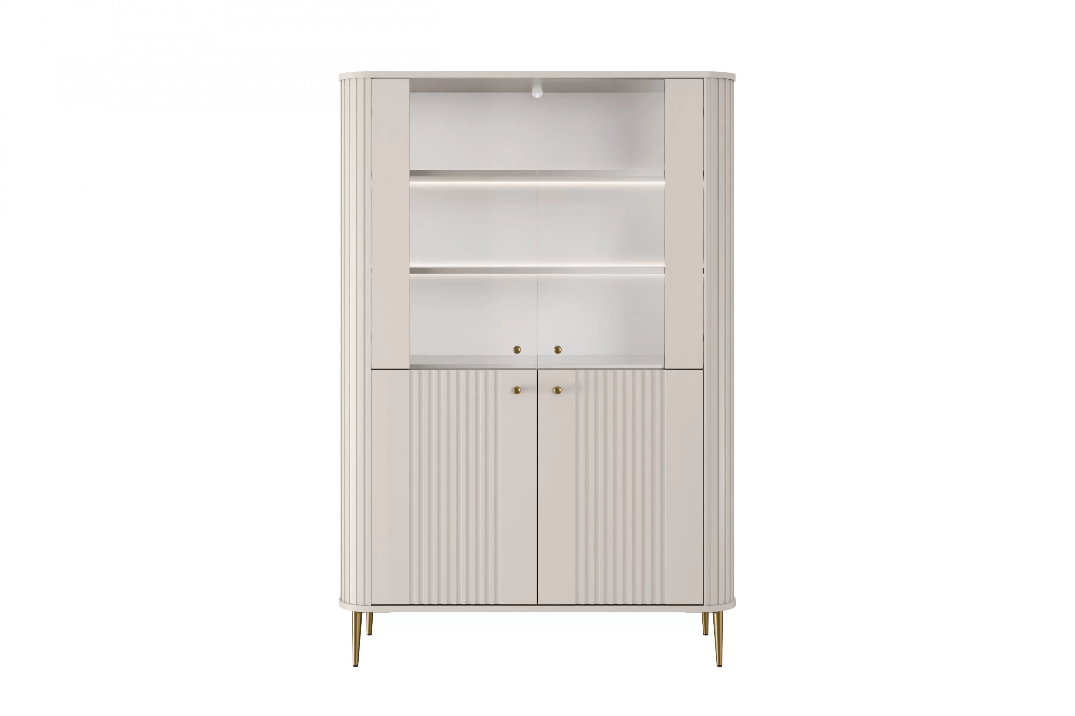Vitrína Vesper 103 cm - kašmír / zlaté nohy Vitrína Vesper pro obývacího pokoje - kašmír / zlote Nohy