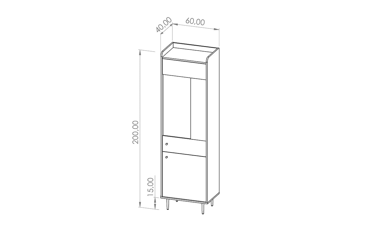 Úzká dvoudveřová vitrína Kastelio - brandy castello Vitrína z przeszkleniem