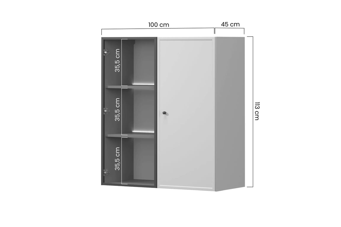 Závesná vitrína Lorini 100 cm - kašmírová / čierna úchytka T Vitrína závesná Lorini do obývacej izby 100 cm - kašmír / Čierny Úchytka T-bar