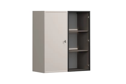 Závěsná vitrína Lorini 100 cm - kašmírová / černá úchytka T-bar