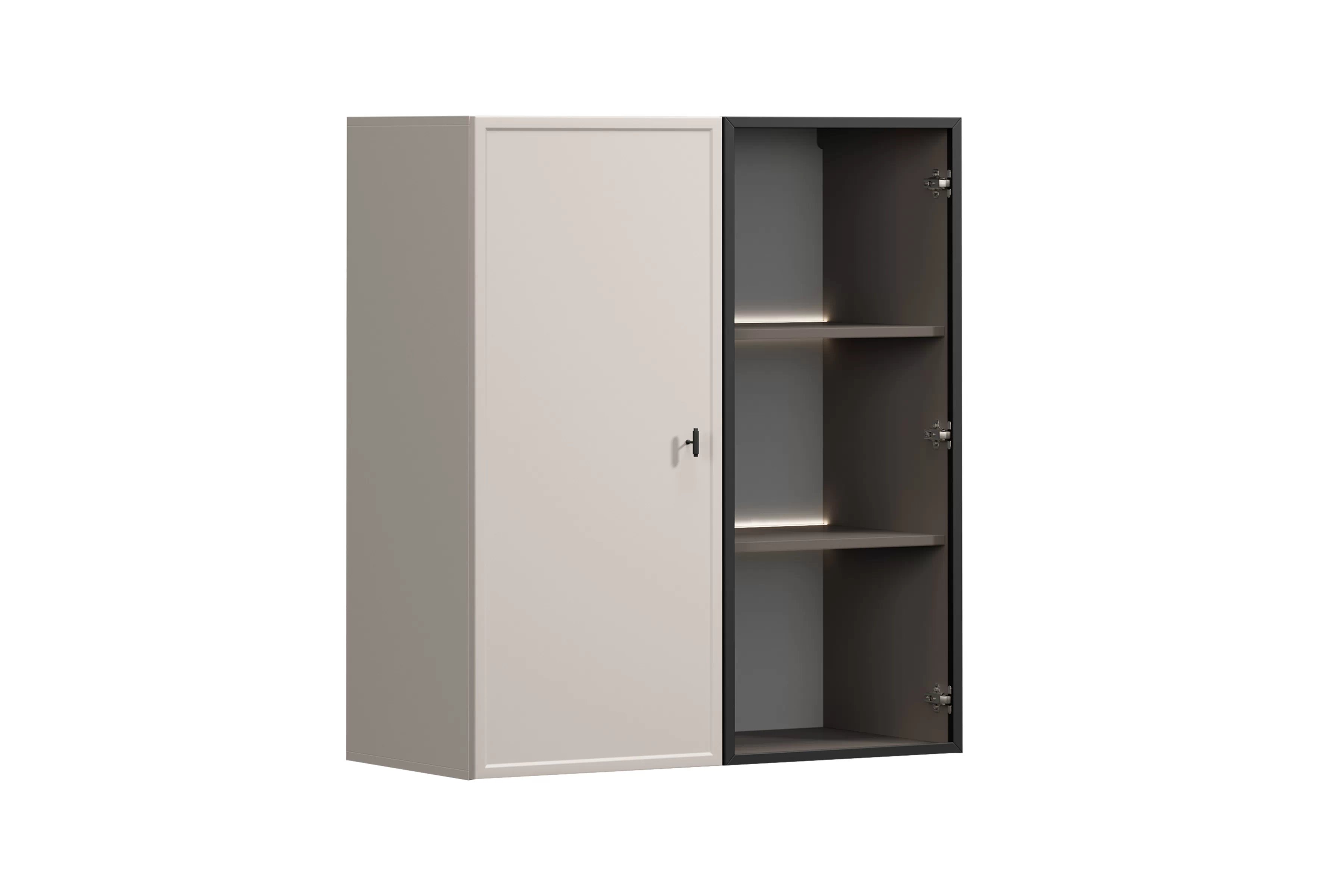 Závesná vitrína Lorini 100 cm - kašmírová / čierna úchytka T Vitrína závesná Lorini do obývacej izby 100 cm - kašmír / Čierny Úchytka T-bar