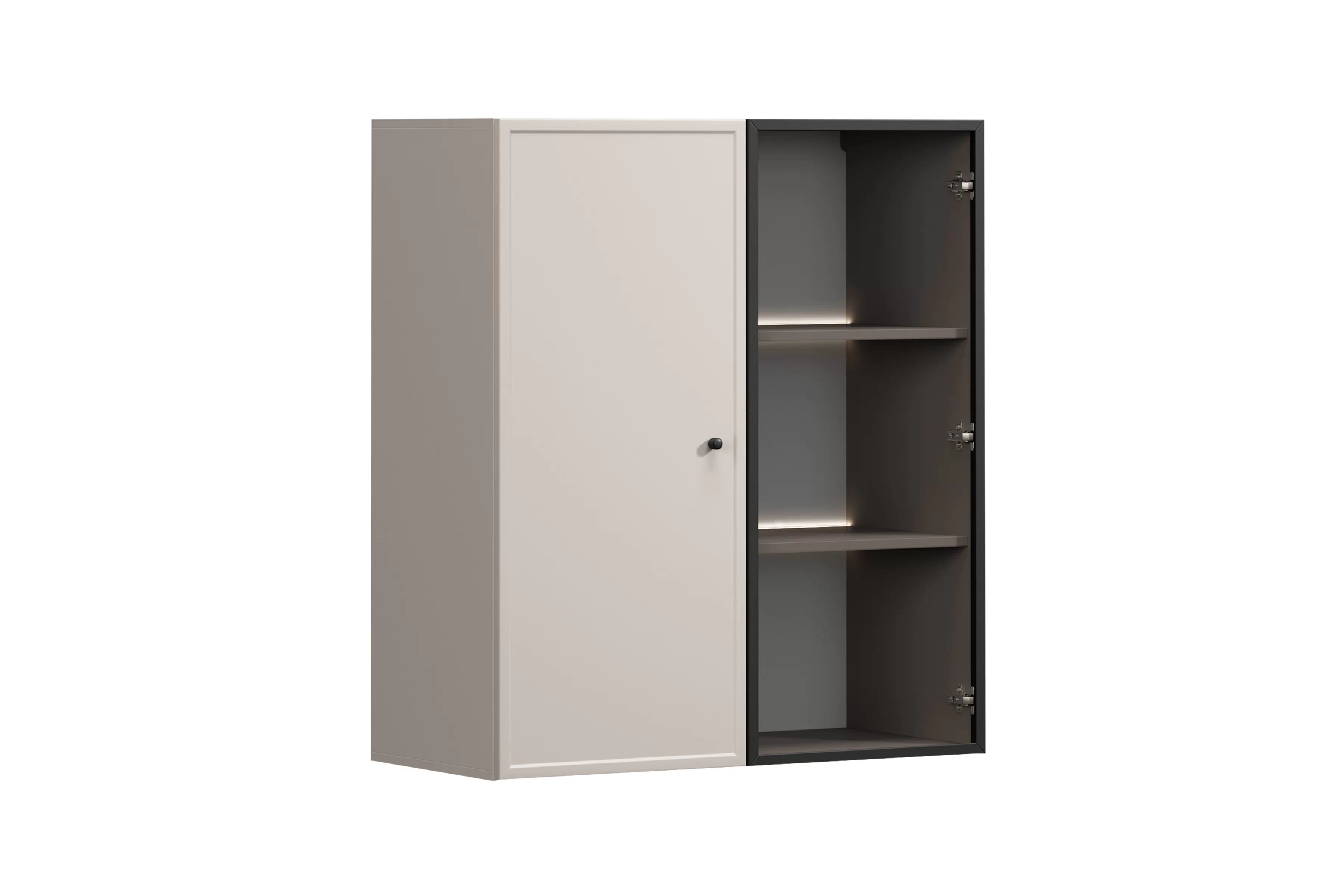 Závěsná vitrína Lorini 100 cm dvoudveřová - kašmír / černá úchytka Vitrína závěsná Lorini pro obývacího pokoje 100 cm - kašmír / černá uchwyt