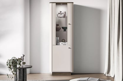 Vysoká vitrína Amberto 65 cm - kašmír / dub windmill tmavý Vitrína vysoká Amberto 65 cm - kašmír / Dub windmill dark