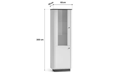 Vysoká vitrína Amberto 65 cm - kašmír / dub windmill tmavý Vitrína vysoká Amberto 65 cm - kašmír / Dub windmill dark